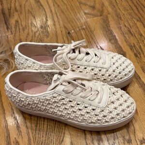 Kate Spade Cream Woven Lace-Up Sneakers